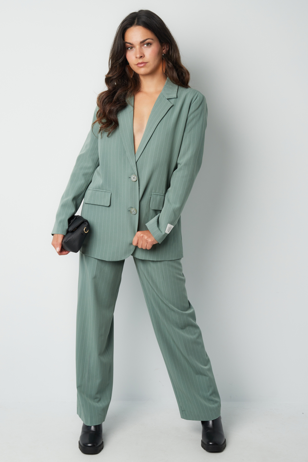 Pantalon Droit Tissé Élégant Rayures Image4