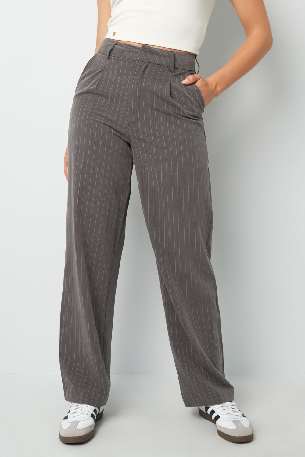Pantalon Droit Tissé Élégant Rayures Image2