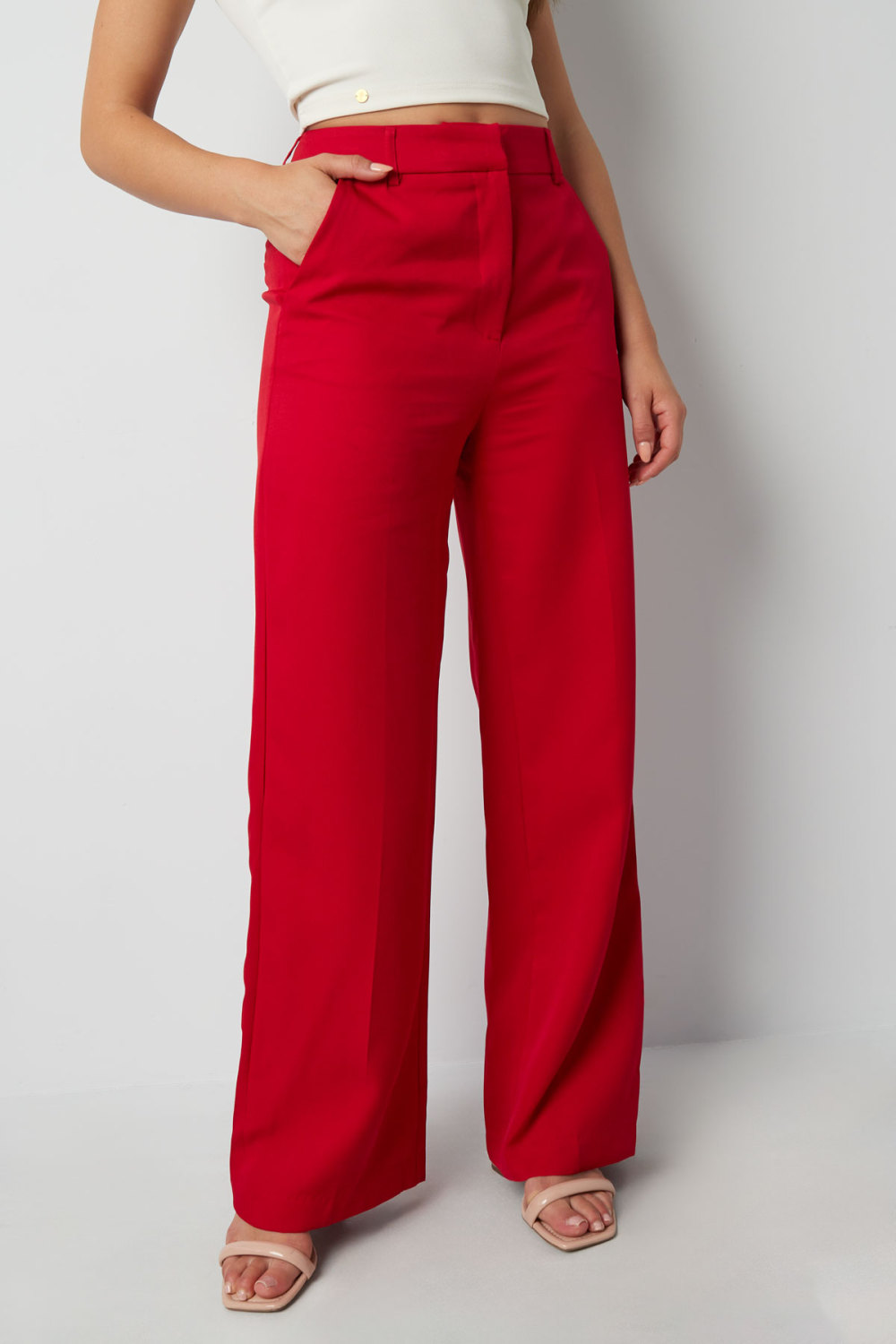 Pantalon Droit Femme Tissé Casual Couleur Unie h5Image13