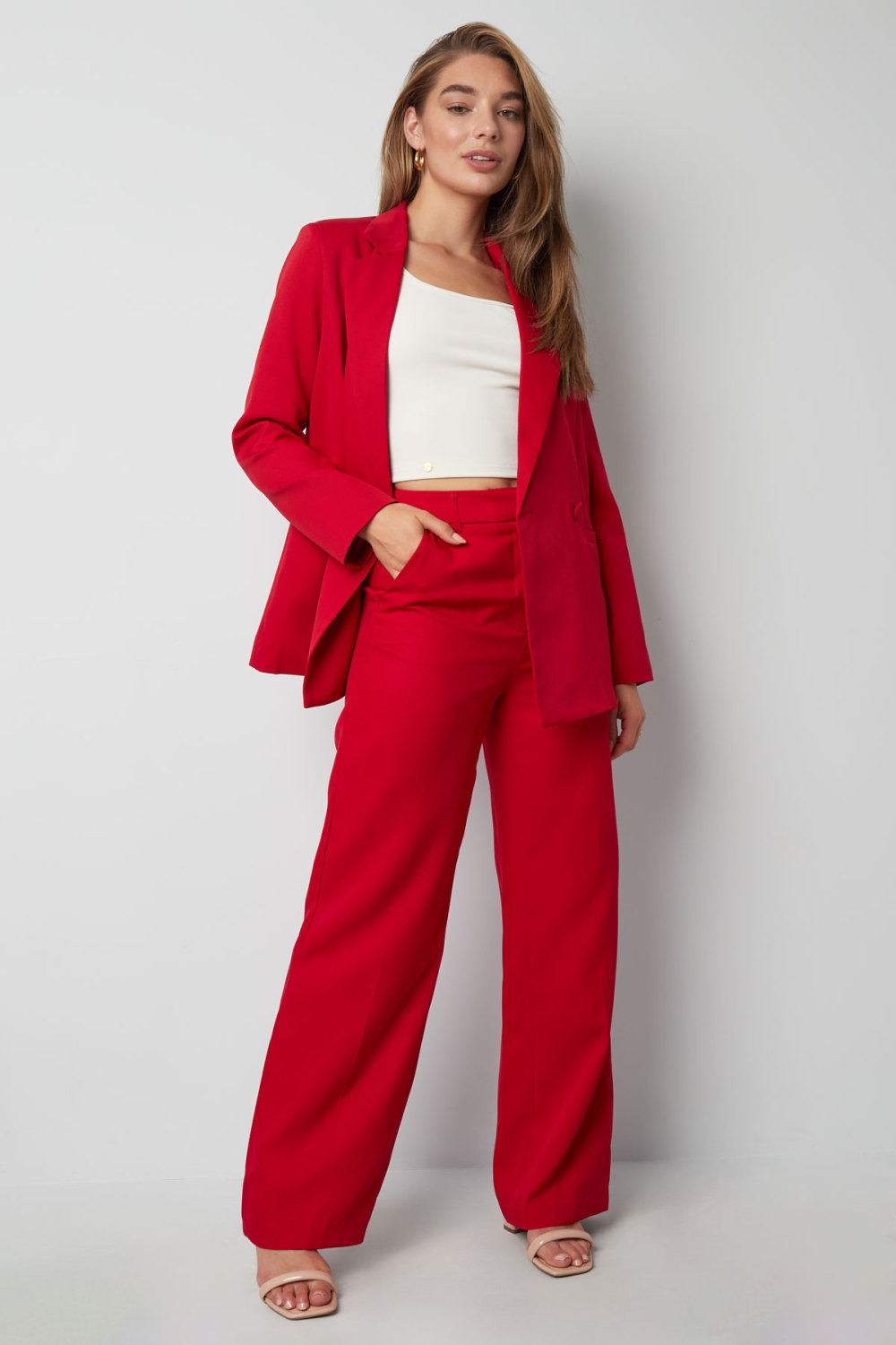 Pantalon Droit Femme Tissé Casual Couleur Unie h5Image9