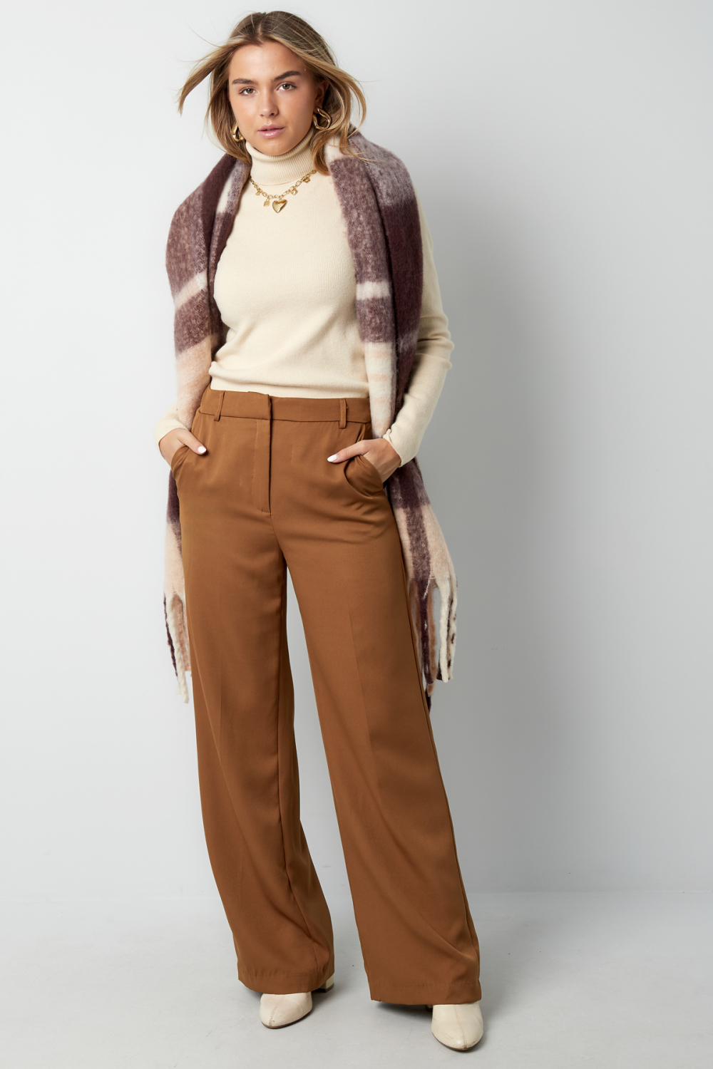 Pantalon Droit Femme Tissé Casual Couleur Unie h5Image12