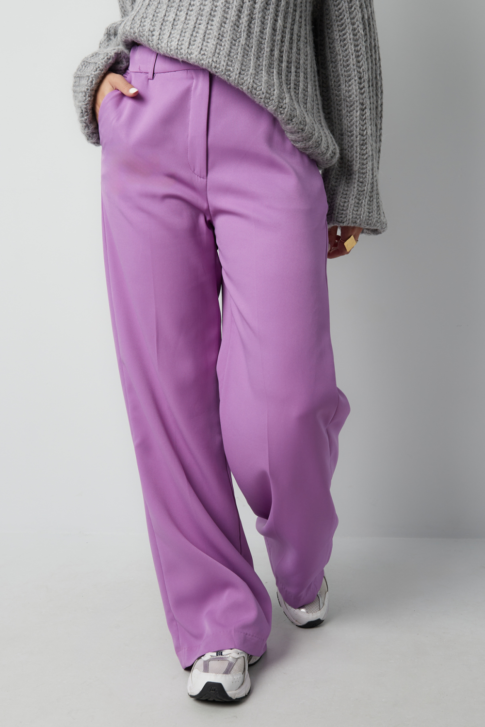 Pantalon Droit Femme Tissé Casual Couleur Unie h5Image2