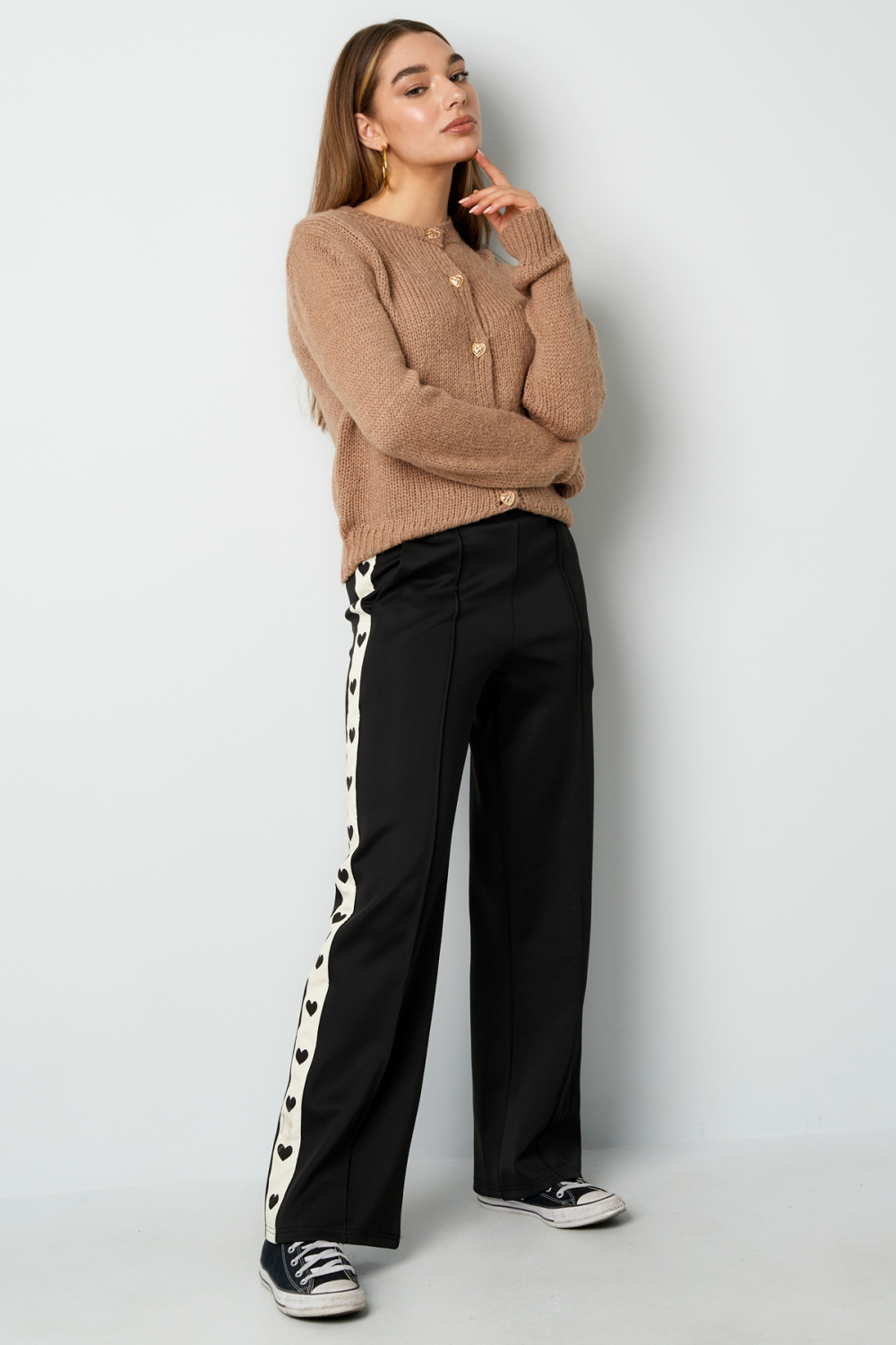 Pantalon Droit Femme Tissé Sporty Motif Cœur h5Image5