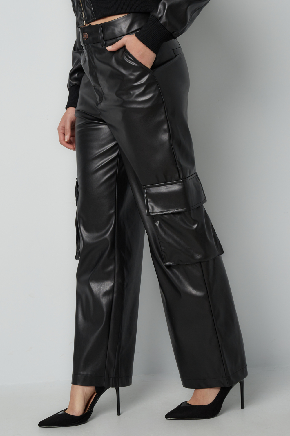 Pantalon Droit Femme Tissé Couleur Unie Élégant Automne/Hiver Image3