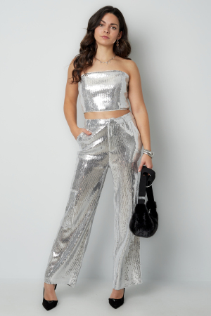 Tissu Paillettes Femmes Pantalon Droit Élégant h5 Image4