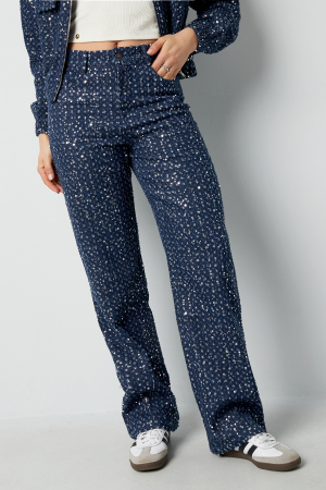 Denim Tissé Pantalon Droit Femme Casual Paillettes h5 Image2