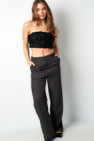 Pantalon Large À Pinces Avec Rayures Fines Pour Femme h5 Image5