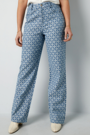 Cotton Woven Femme Pantalon Droit Motif Géométrique h5 Image3