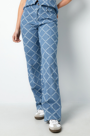 Coton Tissé Pantalon Droit Femme Carreaux Casual h5 Image2