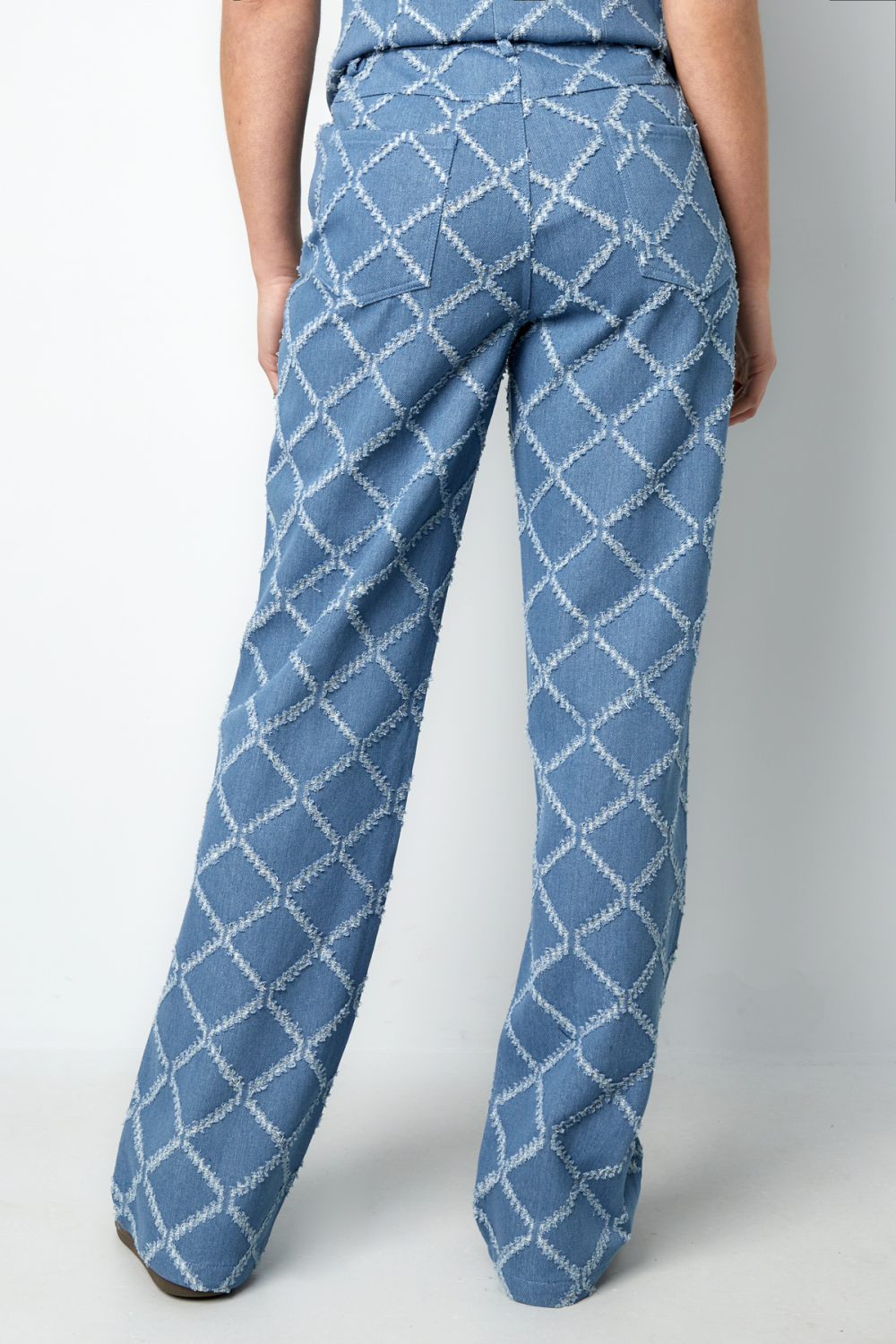 Coton Tissé Pantalon Droit Femme Carreaux Casual h5Image3