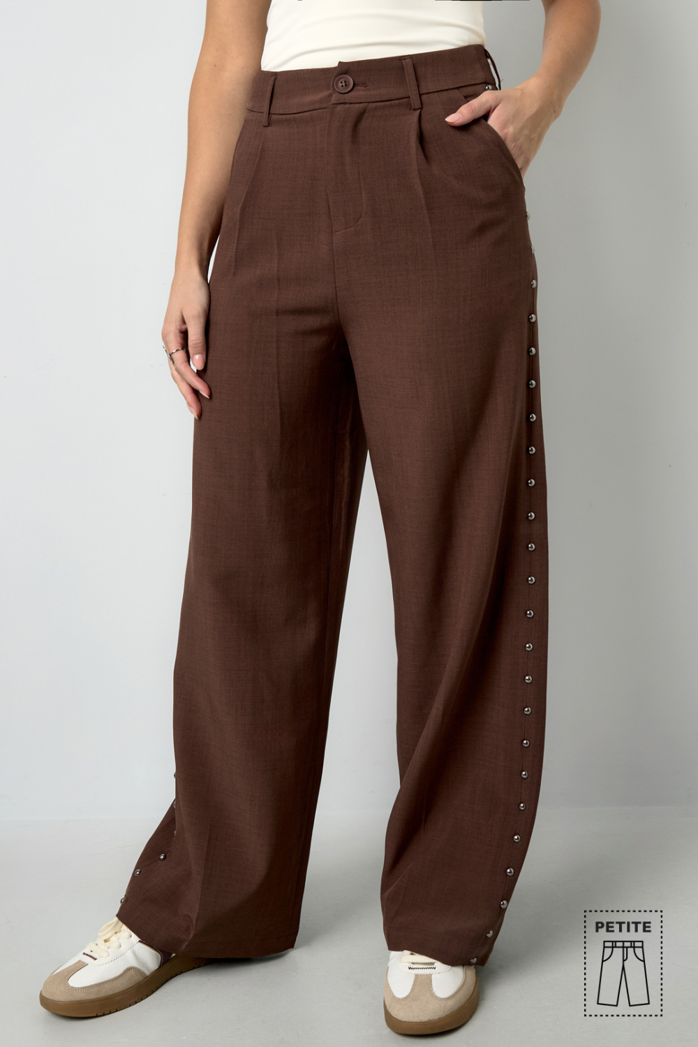 Tissu Polyester Fibre Femme Pantalon Large Élégant Couleur Unie Automne/Hiver Image5