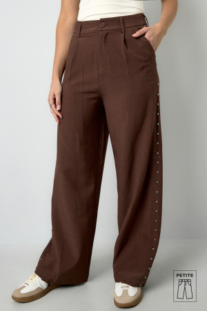 Tissu Polyester Fibre Femme Pantalon Large Élégant Couleur Unie Automne/Hiver h5 Image5