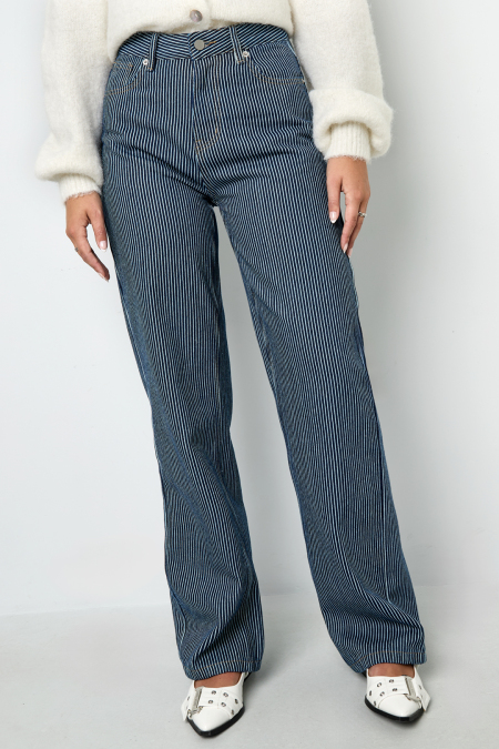Coton Tissé Pantalon Droit Femme Casual Rayures