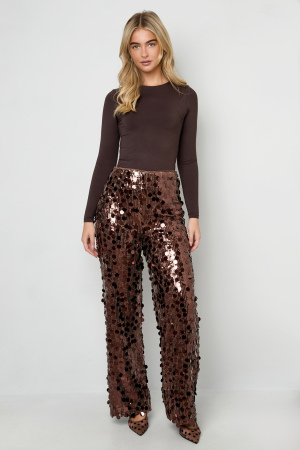 Tissu Polyester Fibre Femme Pantalon Droit Paillettes Élégant h5 Image9