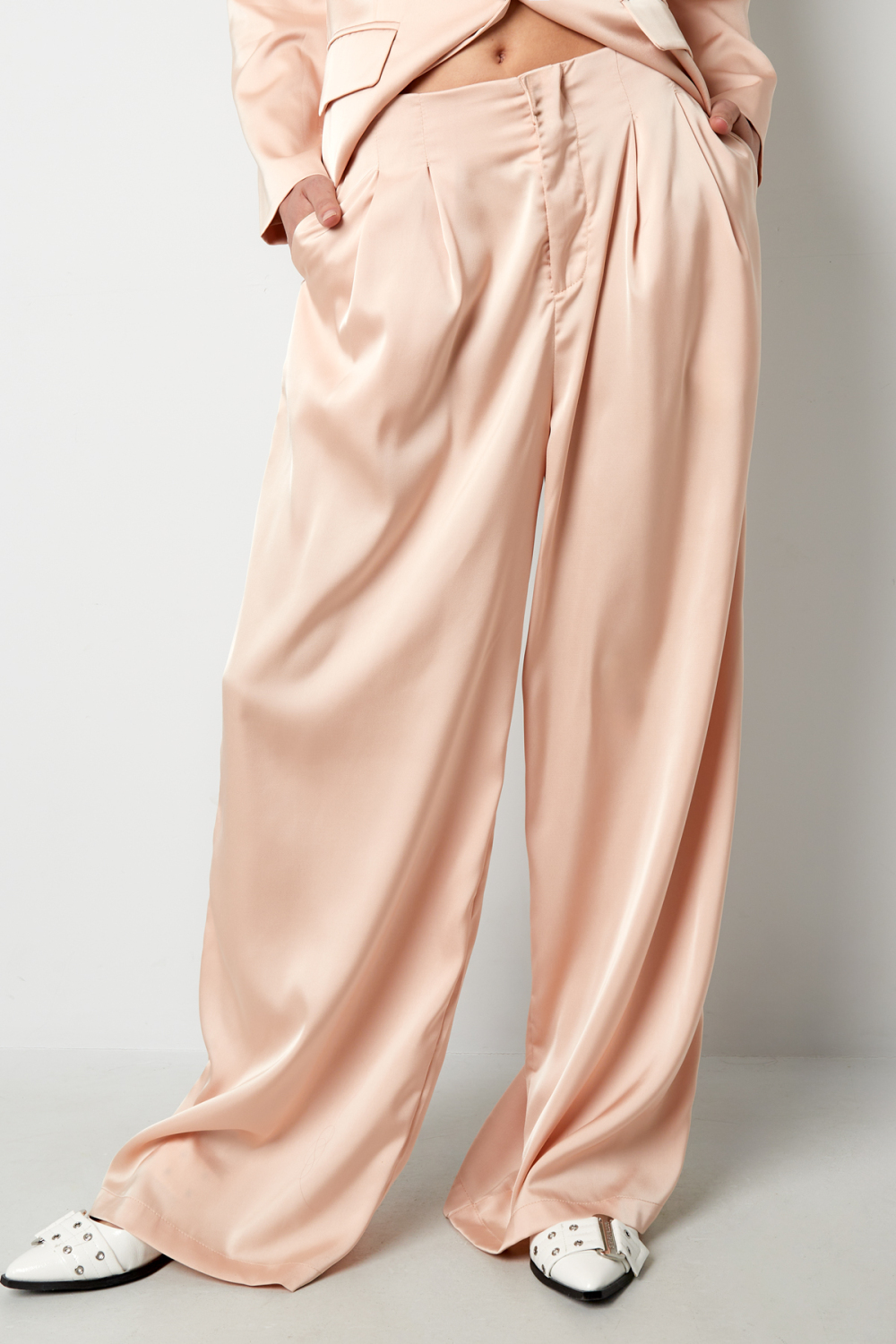 Tissu Polyester Fibre Femmes Pantalon Droit Décontracté Couleur Unie h5Image5