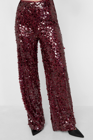 Tissu Polyester Fibre Femme Pantalon Droit Paillettes Élégant h5 Image10