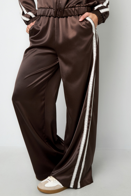 Tissu En Fibre De Polyester Femmes Pantalon Droit Sportif Contraste De Couleurs