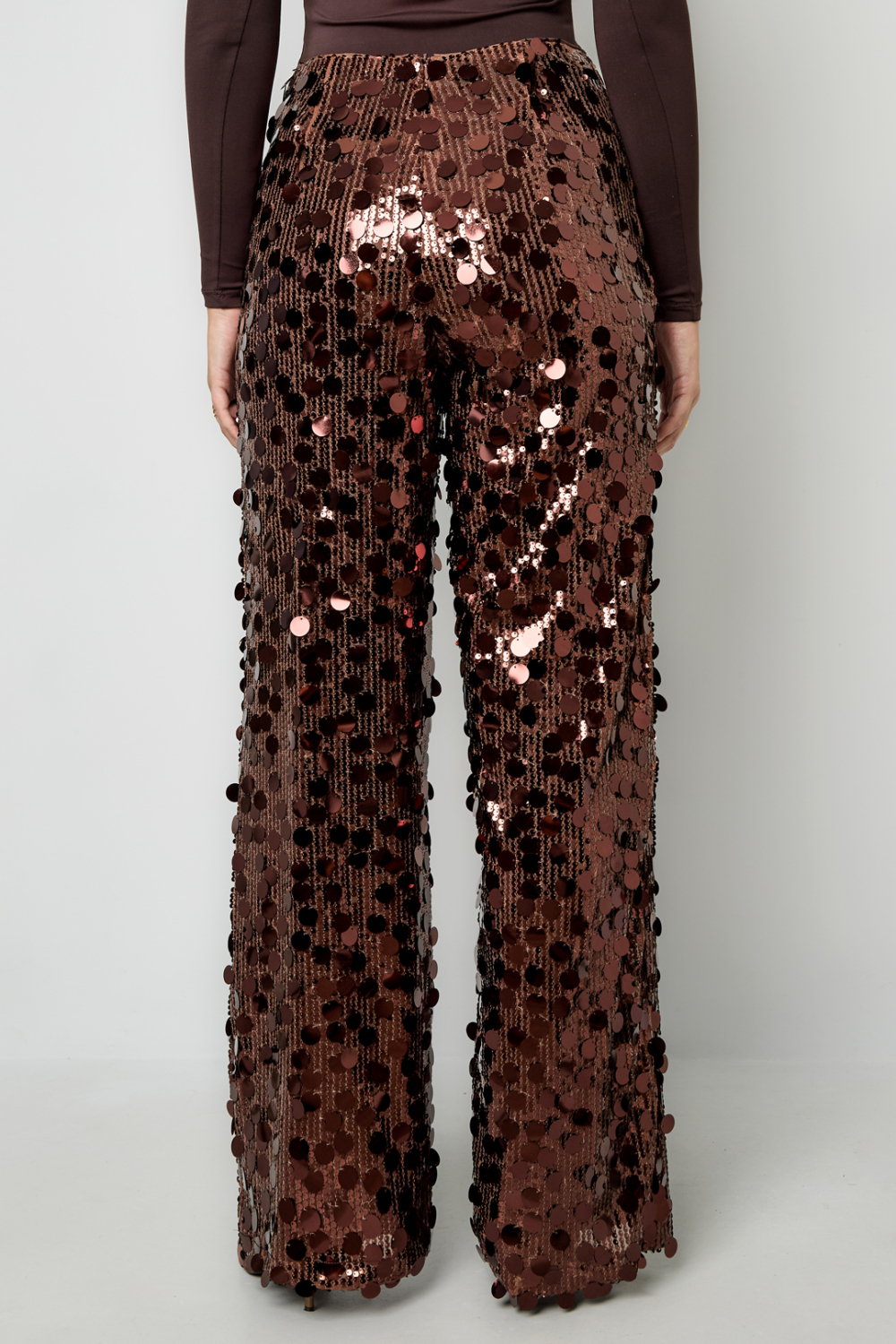 Tissu Polyester Fibre Femme Pantalon Droit Paillettes Élégant h5Image12