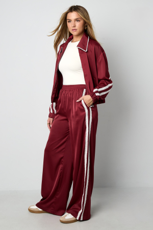 Tissu En Fibre De Polyester Femmes Pantalon Droit Sportif Contraste De Couleurs h5 Image11