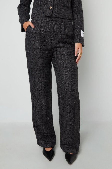 Tissu en Fibre de Polyester Femmes Pantalon Droit Élégant à Carreaux Automne/Hiver