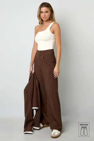 Tissu Polyester Fibre Femme Pantalon Large Élégant Couleur Unie Automne/Hiver h5 Image8