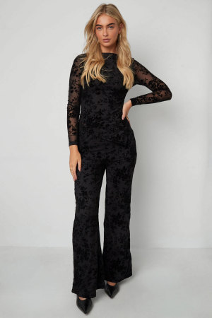 Pantalon En Résille À Imprimé Floral En Daim – Conçu Pour Être Assorti h5 Image7