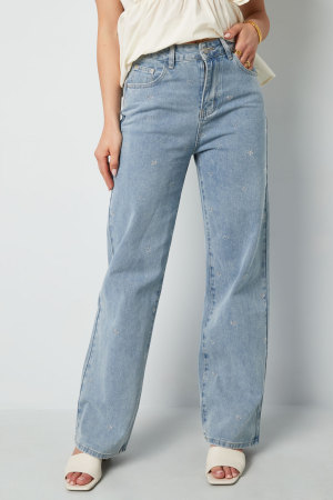 Coton Tissé Femmes Pantalon Droit Jean Broderie Cœur Décontracté h5 Image7