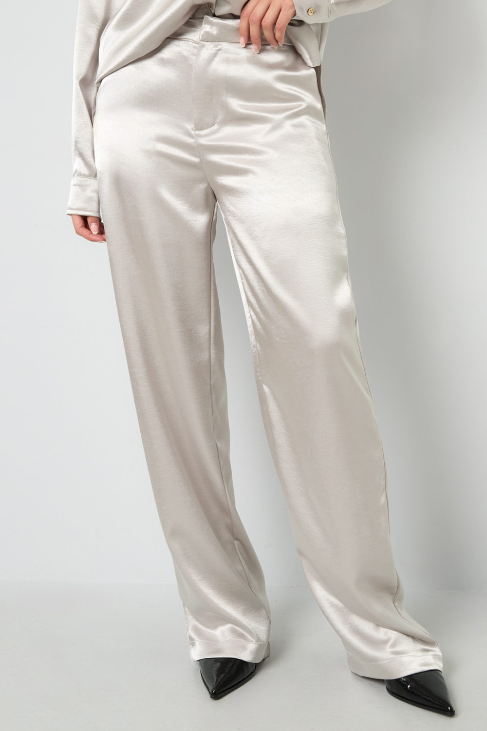 Tissu Polyester Fibre Pantalon Droit Femme Style Décontracté Couleur Unie Automne/Hiver Image4