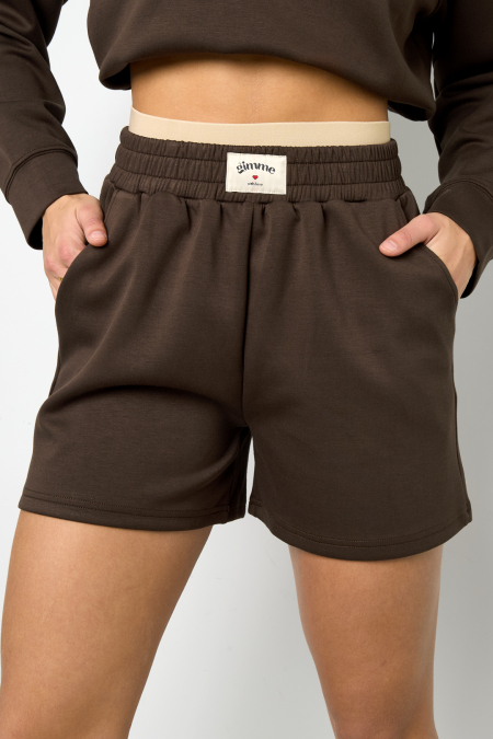Shorts Casual Femme en Fibre de Polyester Tricotée Sporty Couleur Unie