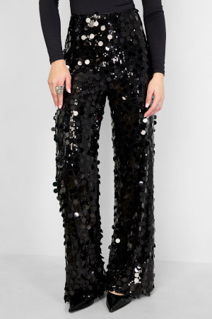 Tissu Polyester Fibre Femme Pantalon Droit Paillettes Élégant h5 Image5