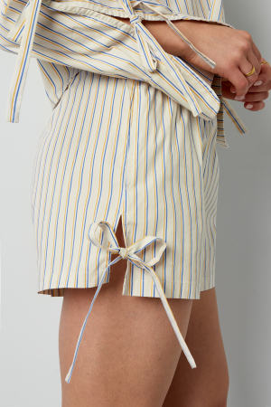 Cotton Woven Shorts Femme Casual Stripes Tie-Up h5 Image8