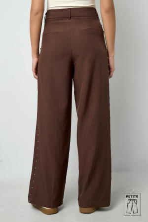 Tissu Polyester Fibre Femme Pantalon Large Élégant Couleur Unie Automne/Hiver h5 Image10