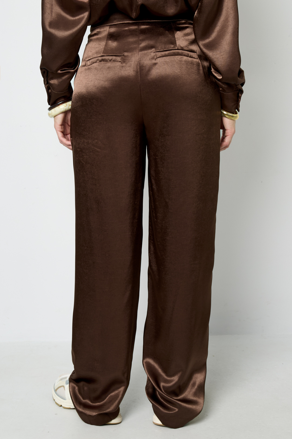 Tissu Polyester Fibre Pantalon Droit Femme Style Décontracté Couleur Unie Automne/Hiver Image12
