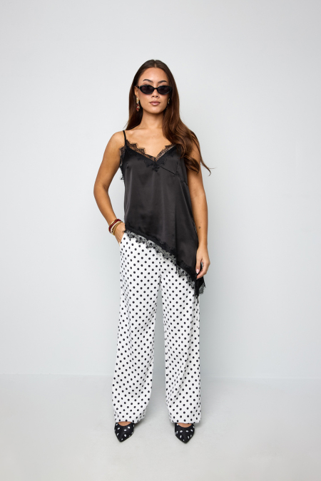 Tissu Polyester Fibre Femmes Pantalons Droits Élégants Points
