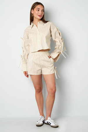 Cotton Woven Shorts Femme Casual Stripes Tie-Up h5 Image9