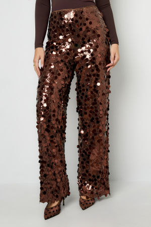 Tissu Polyester Fibre Femme Pantalon Droit Paillettes Élégant h5 Image4