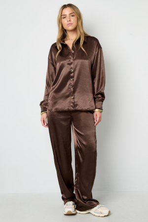 Tissu Polyester Fibre Pantalon Droit Femme Style Décontracté Couleur Unie Automne/Hiver h5 Image11