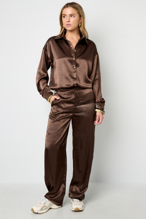 Tissu Polyester Fibre Pantalon Droit Femme Style Décontracté Couleur Unie Automne/Hiver h5 Image7