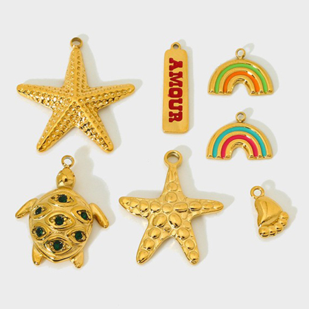 1 Paire De Pendentifs Unisexes Rétro Tortue En Acier Inoxydable Étanche Couleur Or De La Série Classique