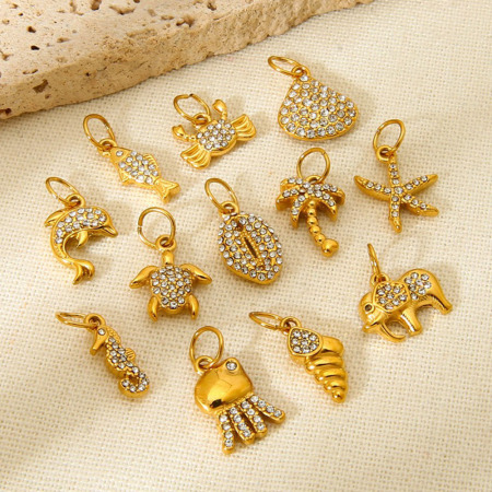 Pendentif coquillage étanche en acier inoxydable haut de gamme de la série Ocean Series à monter soi-même