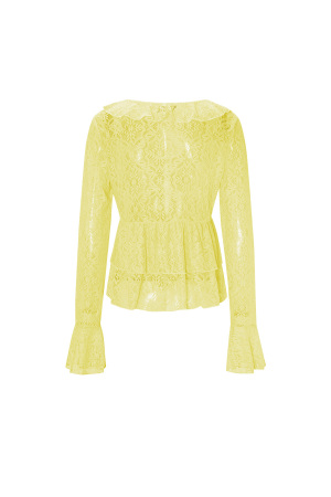 Tissu Dentelle Femme Haut Manches Longues Élégant Volants h5 Image11