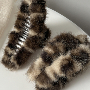 Pinces À Cheveux Pour Femmes En Polyester Imprimé Léopard, Collection Quotidienne De Luxe h5 Image3