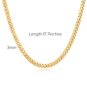 Collier Classique En Acier Inoxydable Étanche Couleur Or (1 Pièce) h5 Image2
