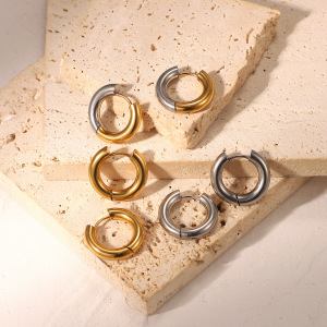 1 Paire De Boucles D'Oreilles Créoles Classiques En Acier Inoxydable Étanches h5 Image6