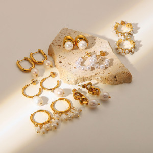 Boucles D'Oreilles En Acier Inoxydable Or De S Internet De Style Européen Et Américain Ins, Boucles D'Oreilles En Perles Personnalisées À La Mode, Bijoux Pour Femmes h5 Image3