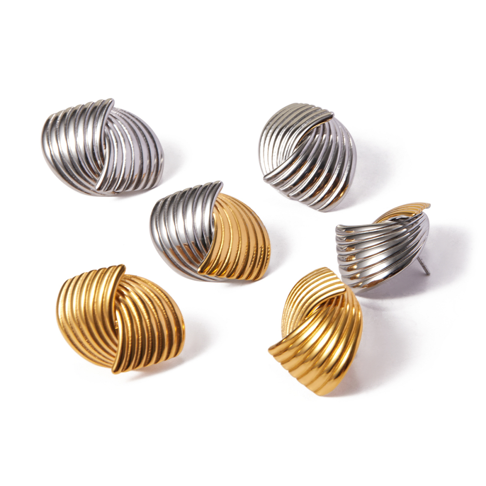 1 Paire De Boucles D'Oreilles À Tige Géométriques En Acier Inoxydable Plaqué Or  Pour Femme, Style Simple Et Tendance Image5