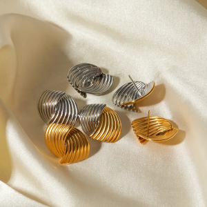 1 Paire De Boucles D'Oreilles À Tige Géométriques En Acier Inoxydable Plaqué Or  Pour Femme, Style Simple Et Tendance h5 Image7