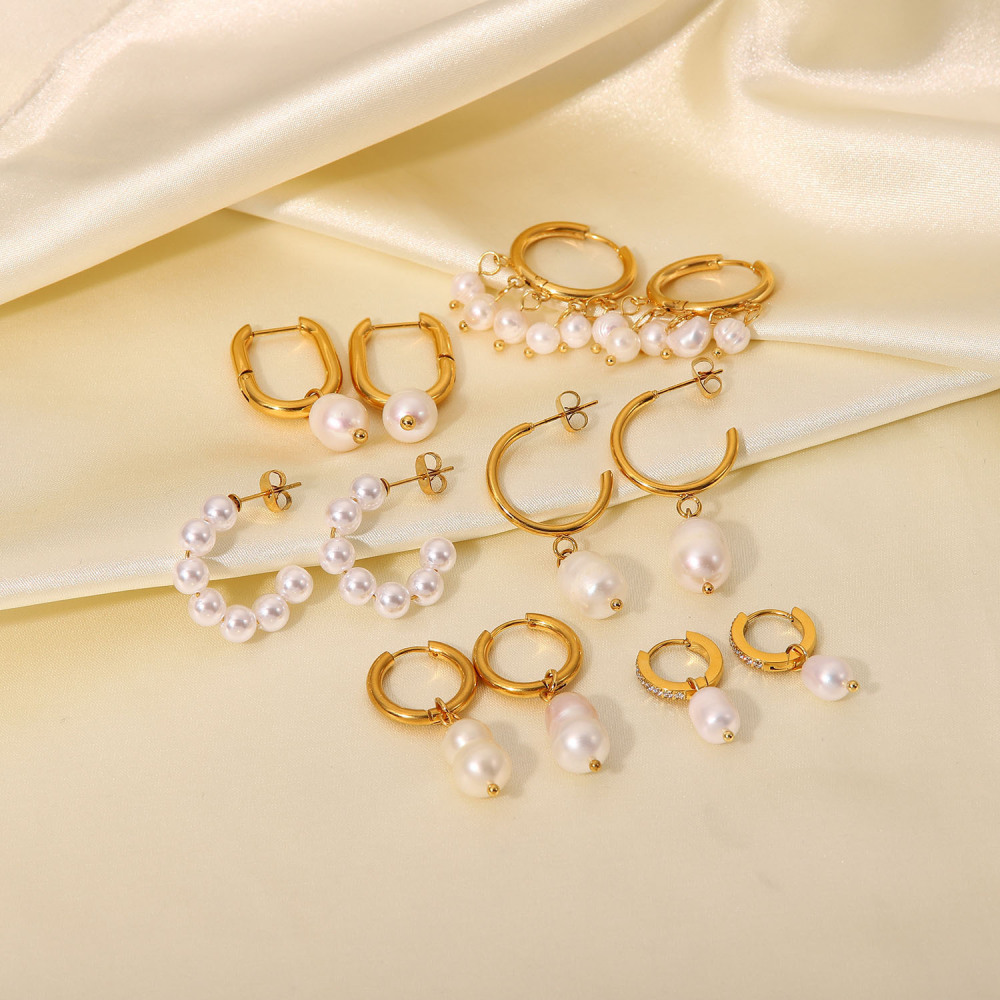 Boucles D'Oreilles En Acier Inoxydable Or De S Internet De Style Européen Et Américain Ins, Boucles D'Oreilles En Perles Personnalisées À La Mode, Bijoux Pour Femmes h5Image5