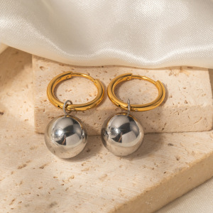 Boucles D'Oreilles Pendantes En Acier Inoxydable Étanches Avec Pendentif Boule (1 Paire) h5 Image8