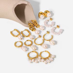 Boucles D'Oreilles En Acier Inoxydable Or De S Internet De Style Européen Et Américain Ins, Boucles D'Oreilles En Perles Personnalisées À La Mode, Bijoux Pour Femmes h5 Image6